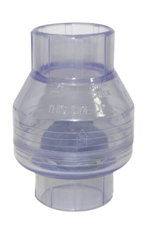 Valterra 200-C20W PVC Swing (No Spring) Check Valve, Clear Blue, 2" Slip ,