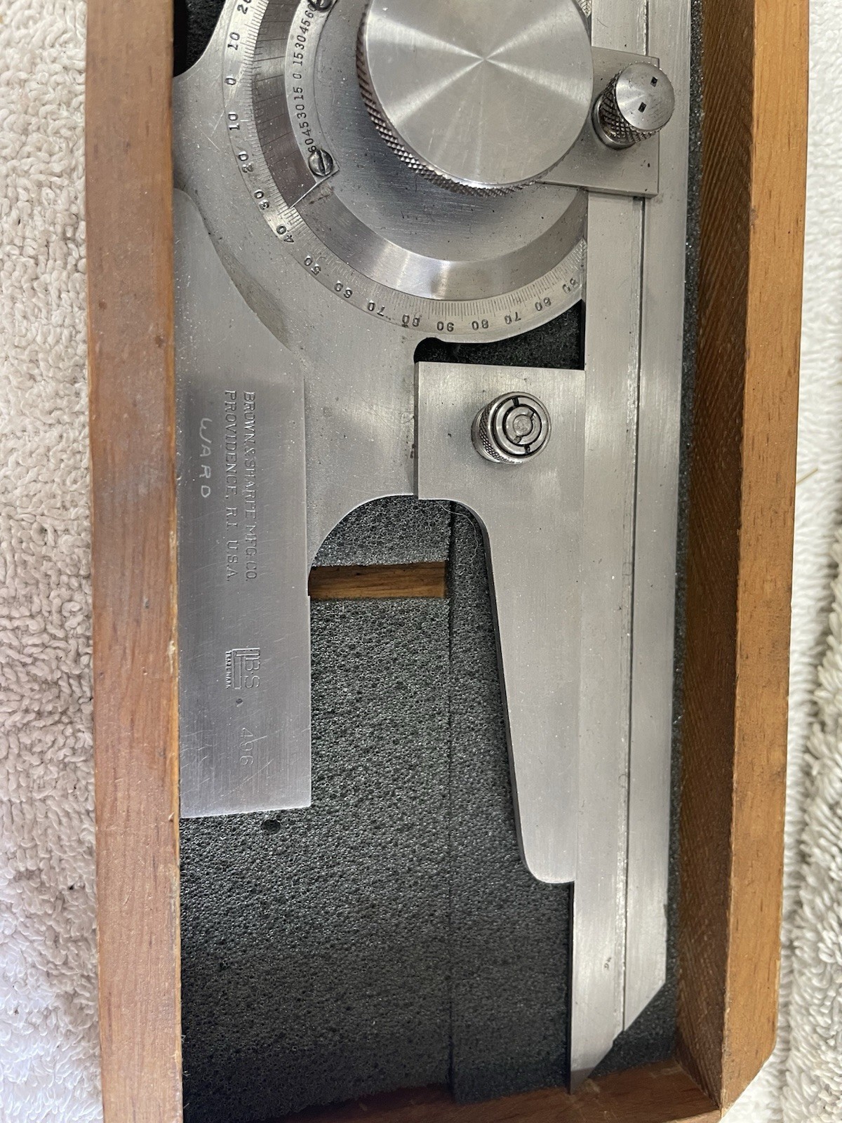 Brown & Sharpe 496 Bevel Protractor 12" Blade Round Head 0-360° Range