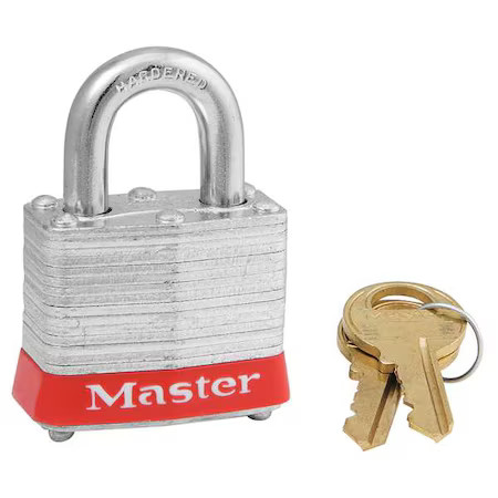 Master Lock 3Kas3red Lockout Padlock, Keyed Alike, Steel, Red, 9/16 In Shackle