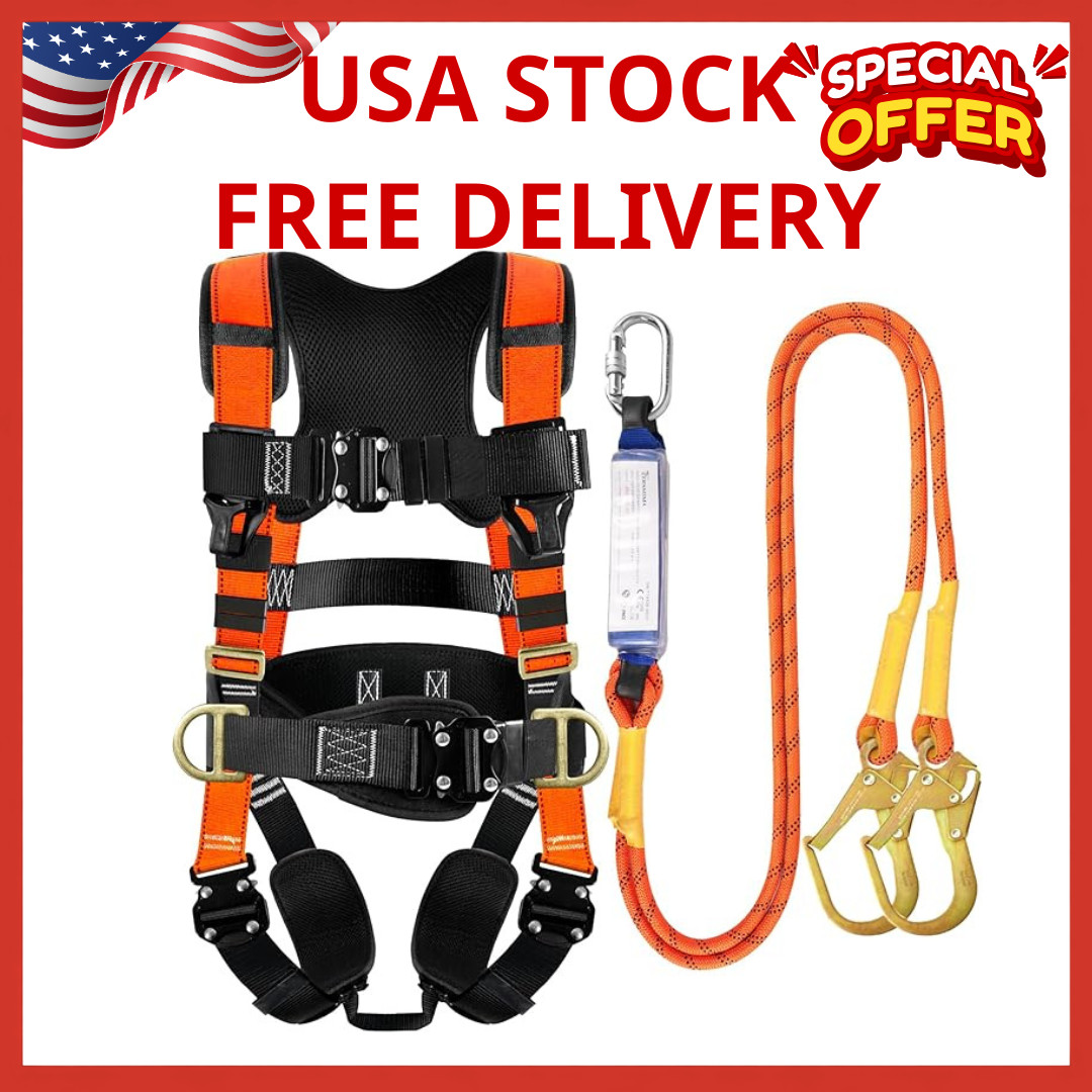 Safety Harness Fall Protection - Roofing Harness Kit Men Full Body Construction