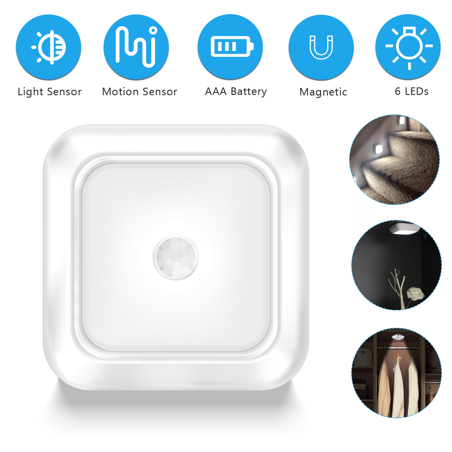 Battery Powered LED Closet Light- Motion Sensor Wall Lamp for Cabinets&Night Use