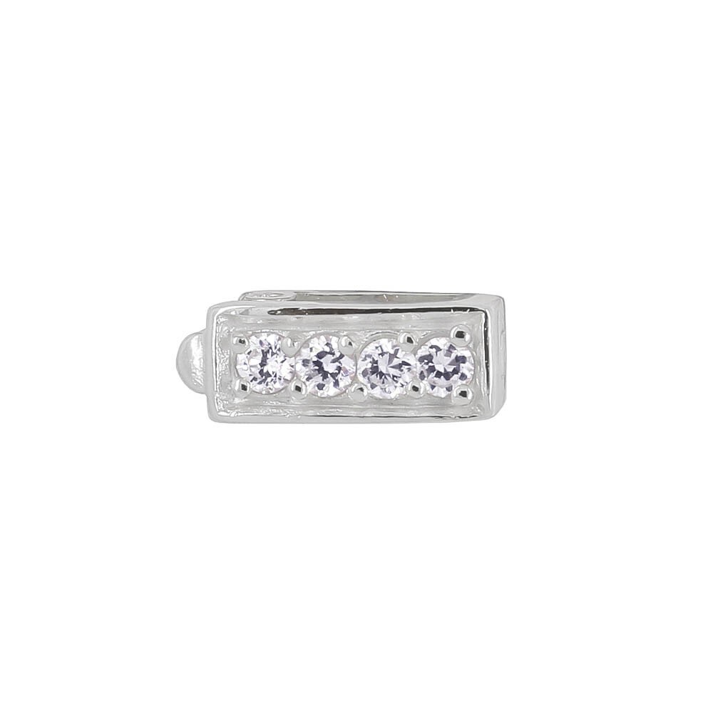 1PC Sterling Silver 2-Strand CZ Fold Over Enhancer Shortener Push Clasp #97239