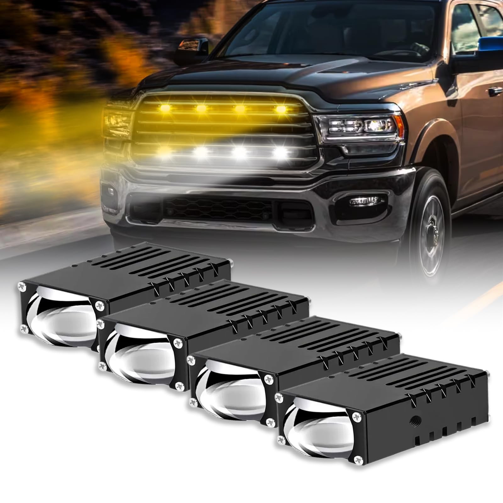 Grill Driving Lights 0.8 Inch Slim LED Bar, Hi-Lo Beam, Black - Fog