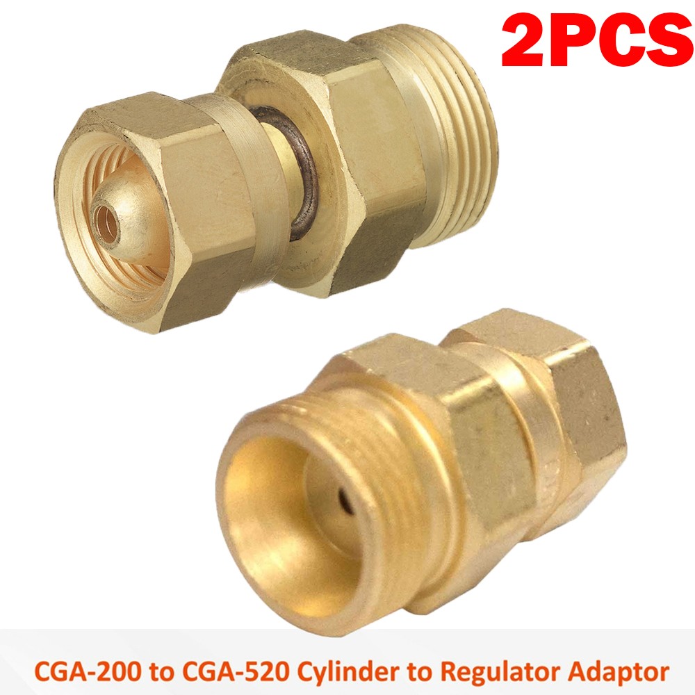 2PACK CGA-200 To CGA-520 Brass Cylinder To Regulator Acetylene Adaptors