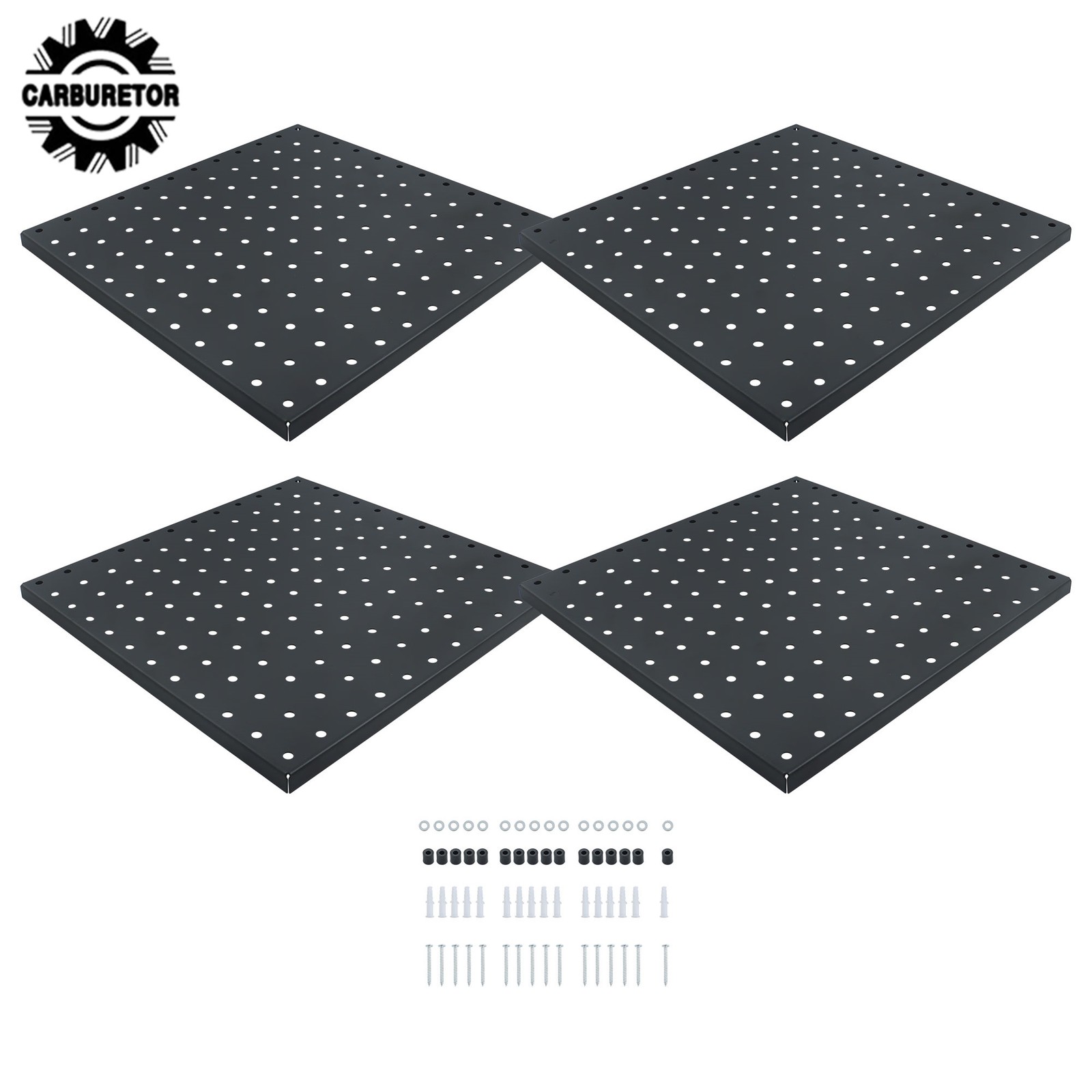 4 Pack 12 × 12 Inch Metal Pegboard Panel Wall Organizer Panel Storage Hanger