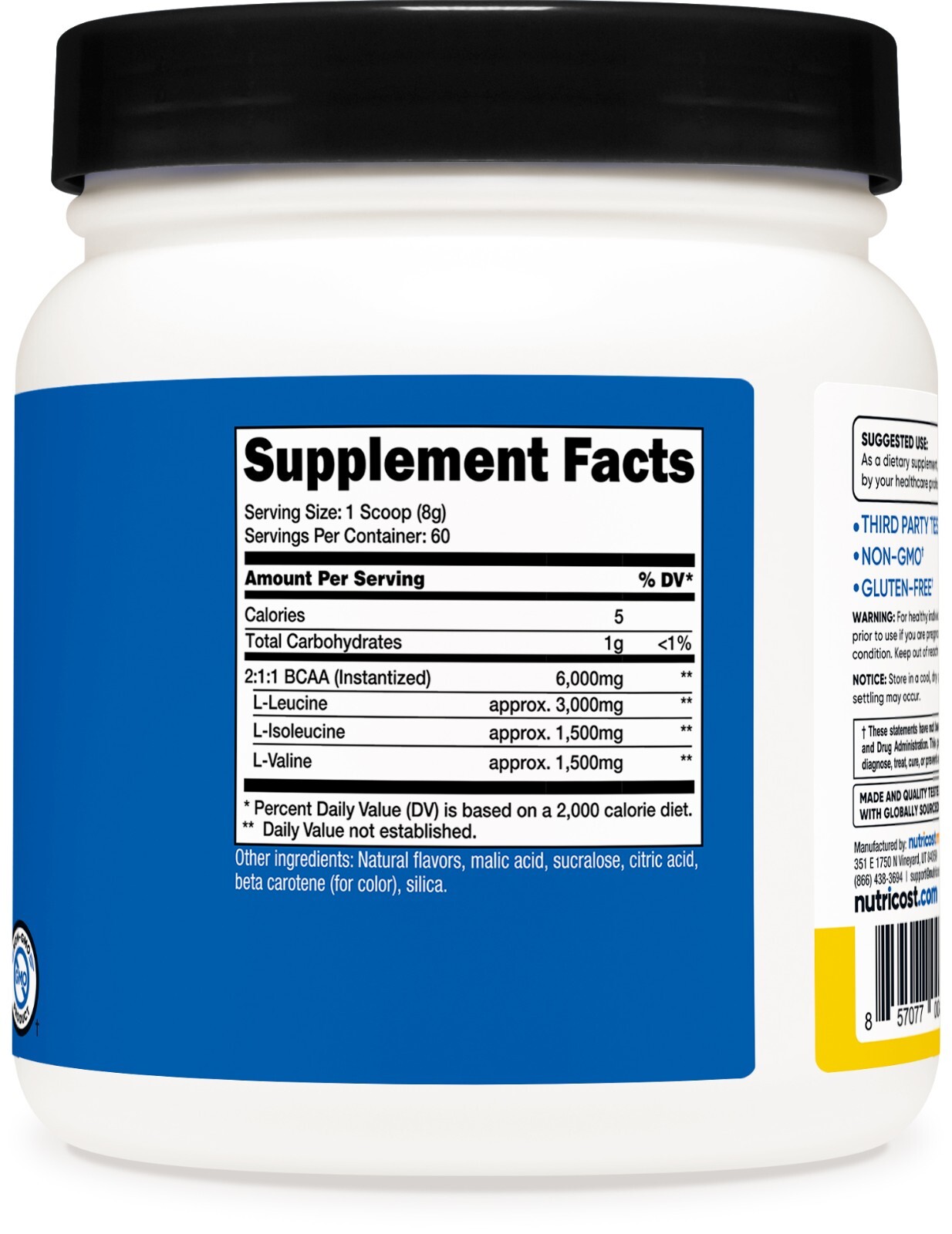 Nutricost BCAA 2:1:1 Powder (Pineapple) 60 Servings - 6G Per Serving