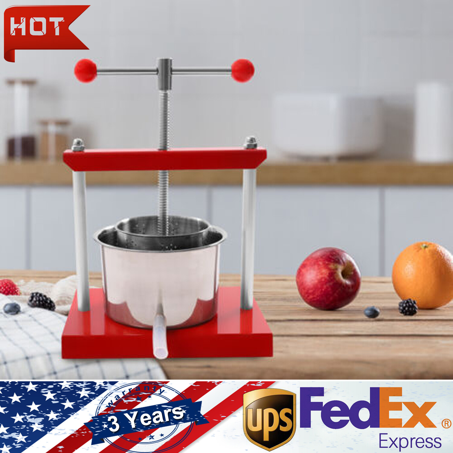 3L/ 0.8 Gal Cheese Tincture Herb Fruit Wine Manual Press Machine Labor Saving