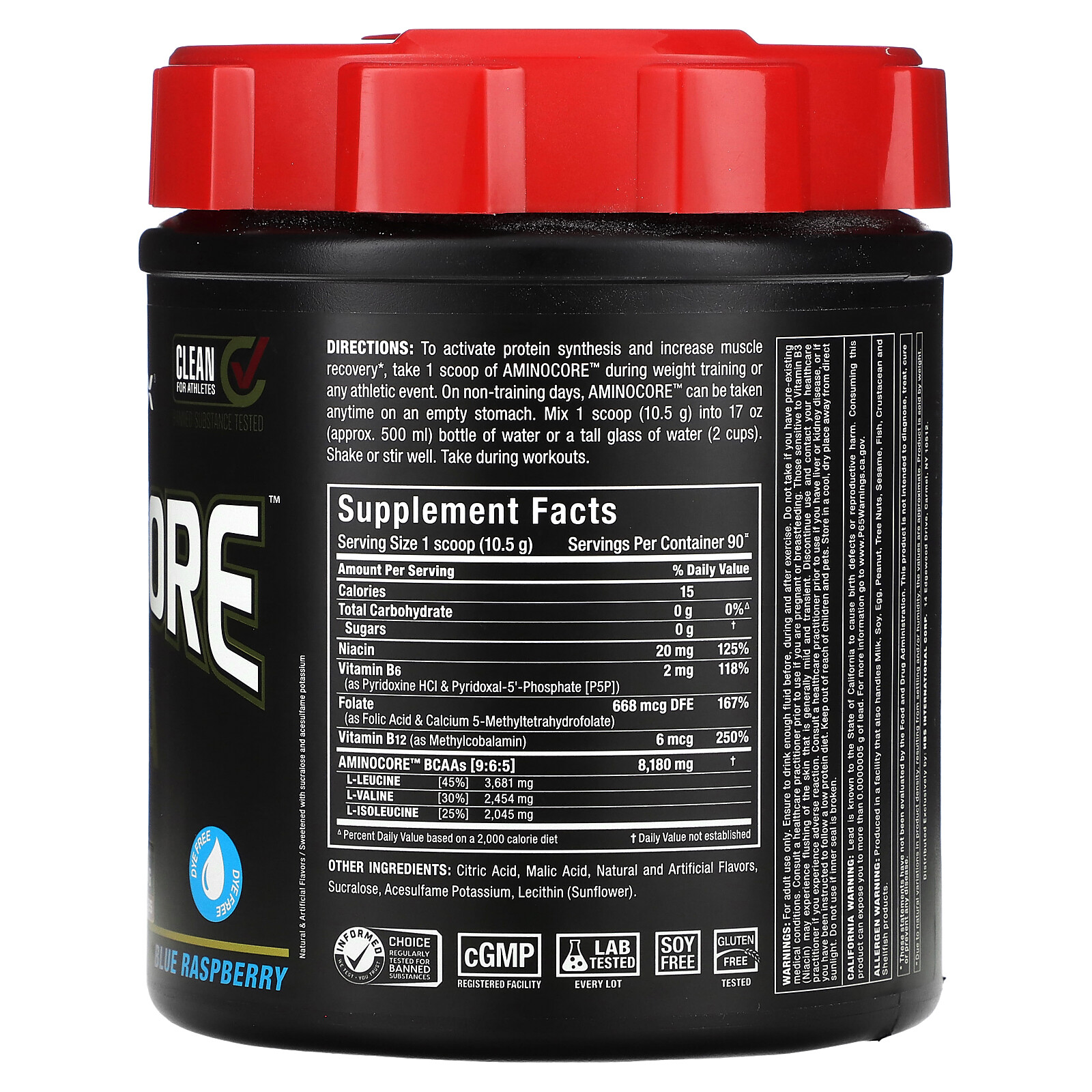 AMINOCORE BCAA, Blue Raspberry, 2.1 lbs (945 g)