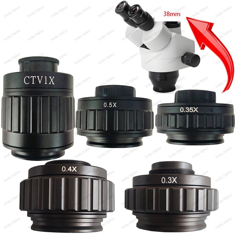 CTV 0.3X 0.35X 0.4X 0.5X 1X C Mount Lens Adapter for Trinocular Microscope 38mm