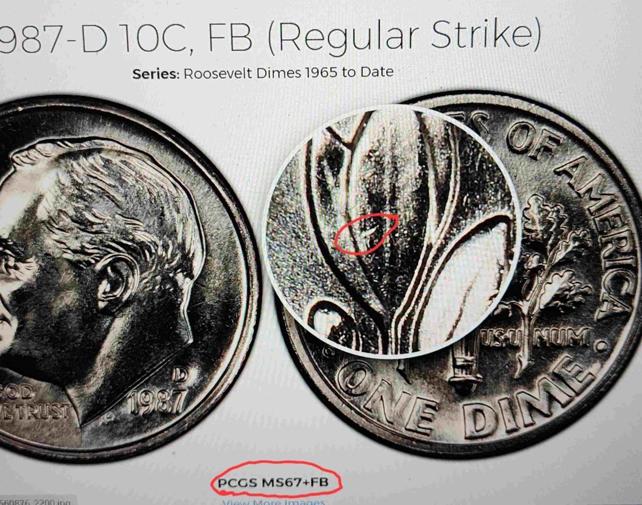 1987-D "FB/FT" FULL BAND/TORCH BU GEM ROOSEVELT DIME MUST SEE BEAUTIFUL DIME