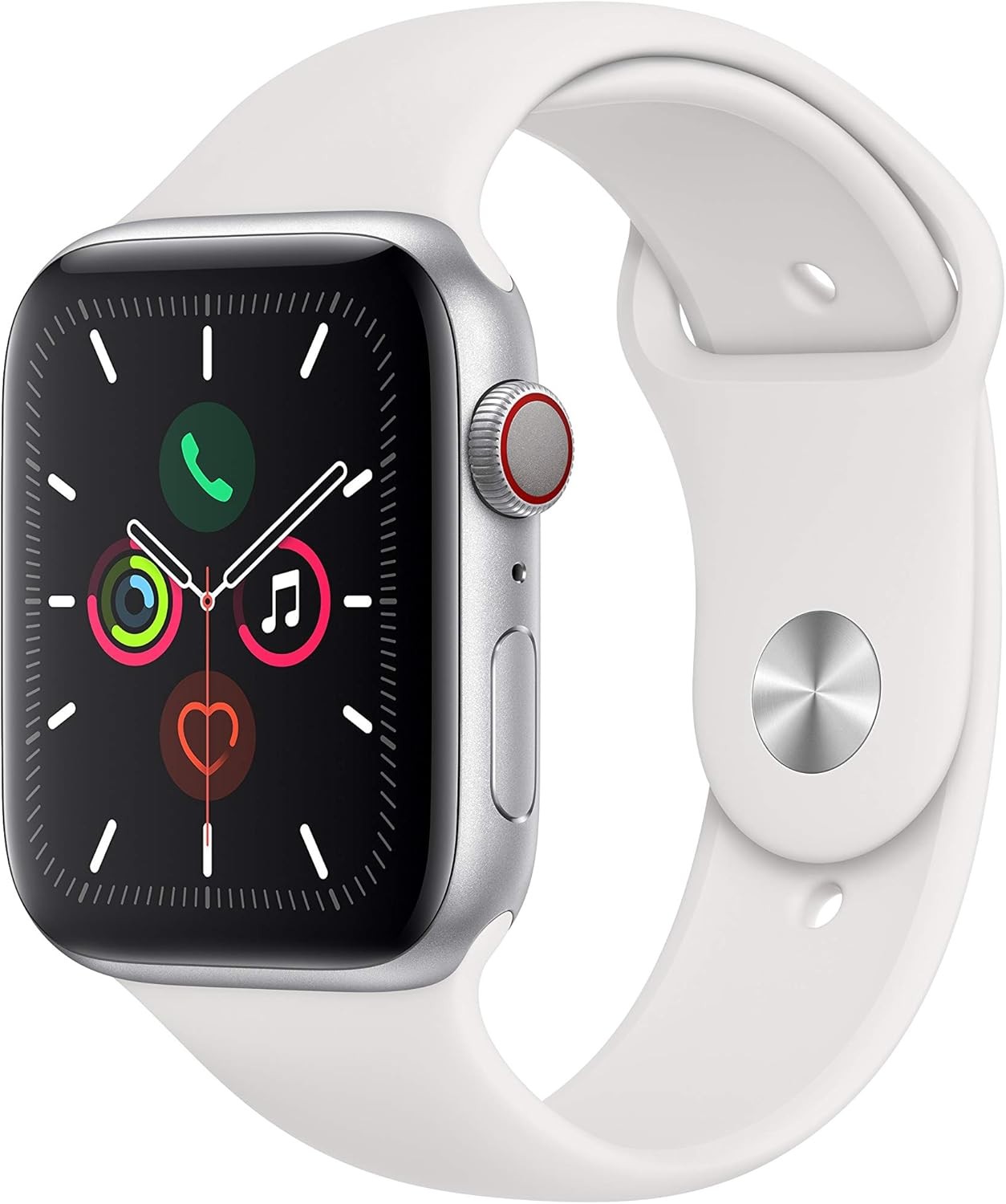 Apple Watch Series 5 (GPS + Cellular, 44mm) - Silver Aluminum Case with White