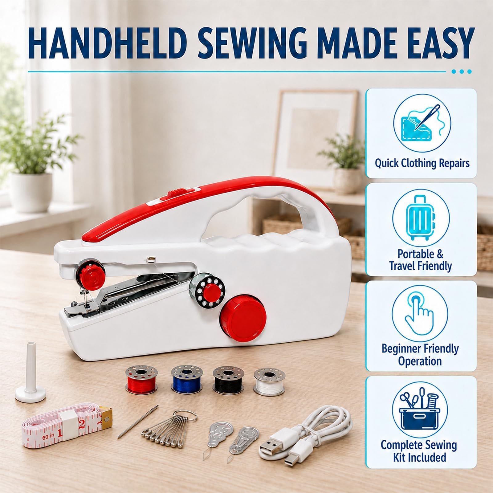 Portable Handheld Sewing Machine, Mini Sewing Machine for Beginners