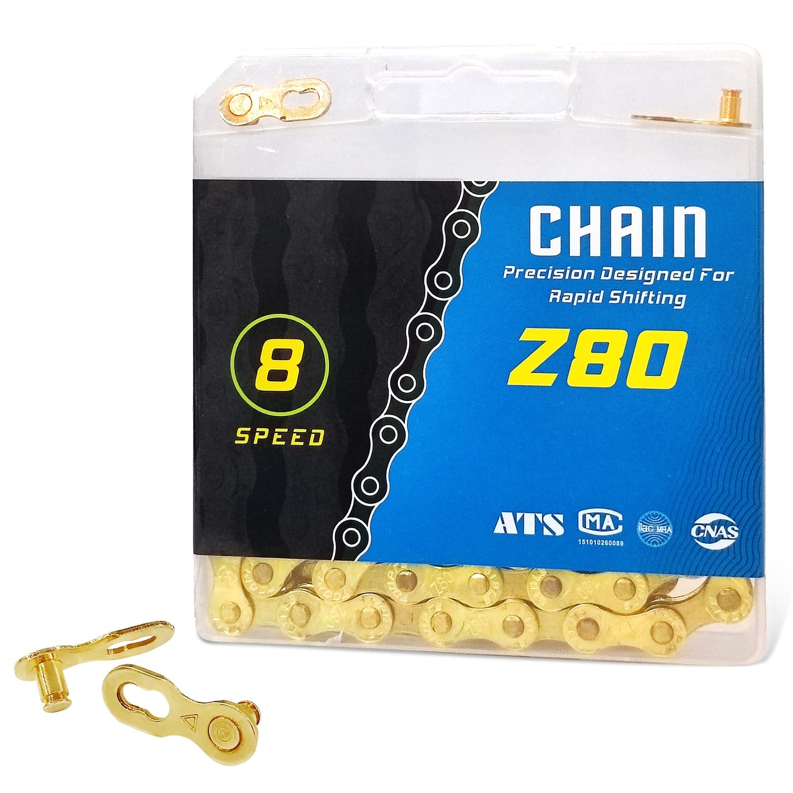 Gold 6/7/8 Speed Bike Chain, 1/2x3/32 Inch, 116 Links, Alloy Steel, Triple St...