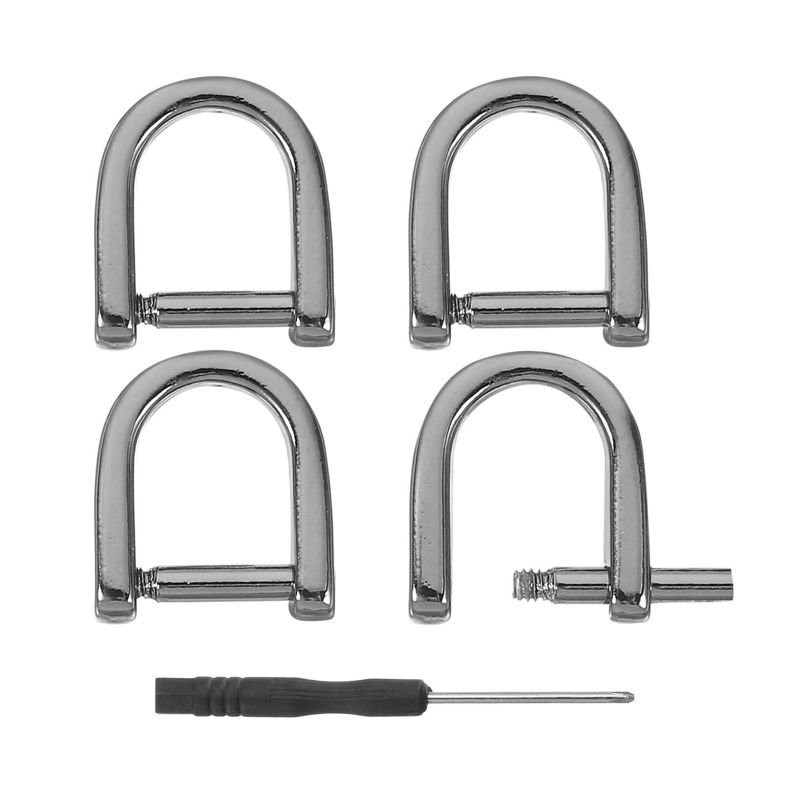 D-Rings Screw in Shackle, 4Pcs 9mm U Shape D Ring for Purse Bag DIY, Black