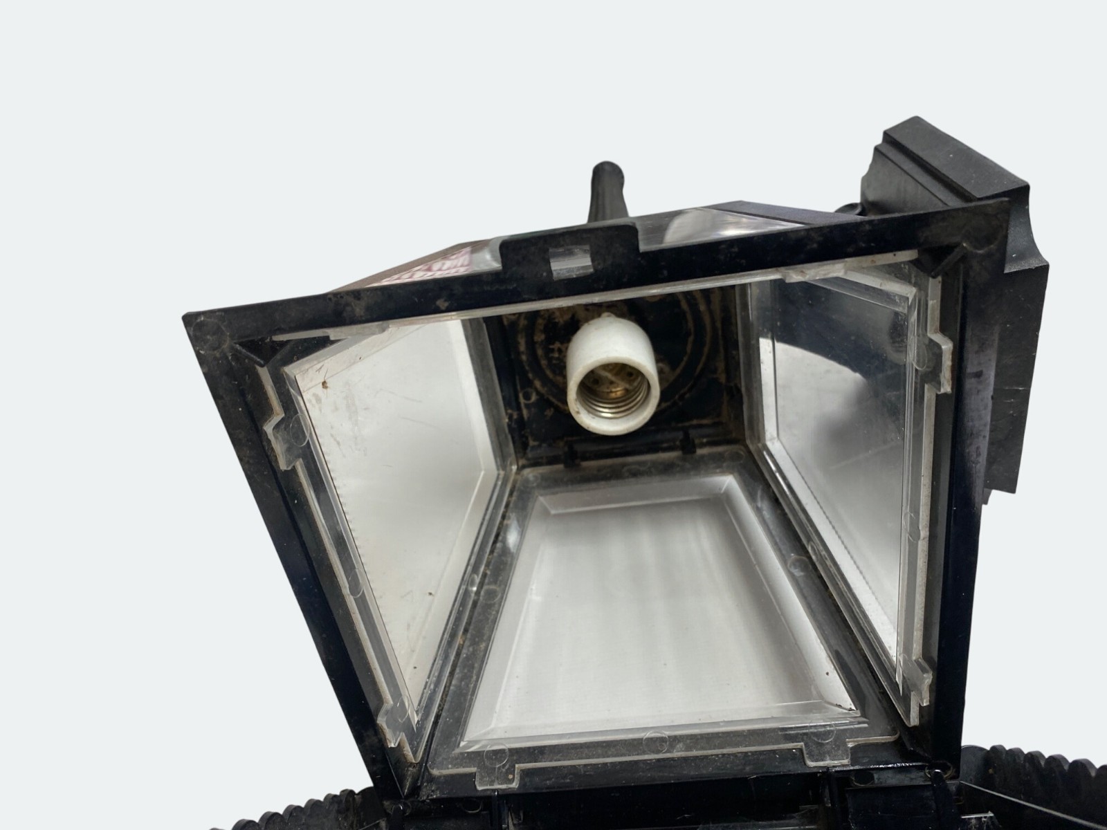 Black Outdoor Wall Lanterns Plastic Panels & Decorative Top Finials