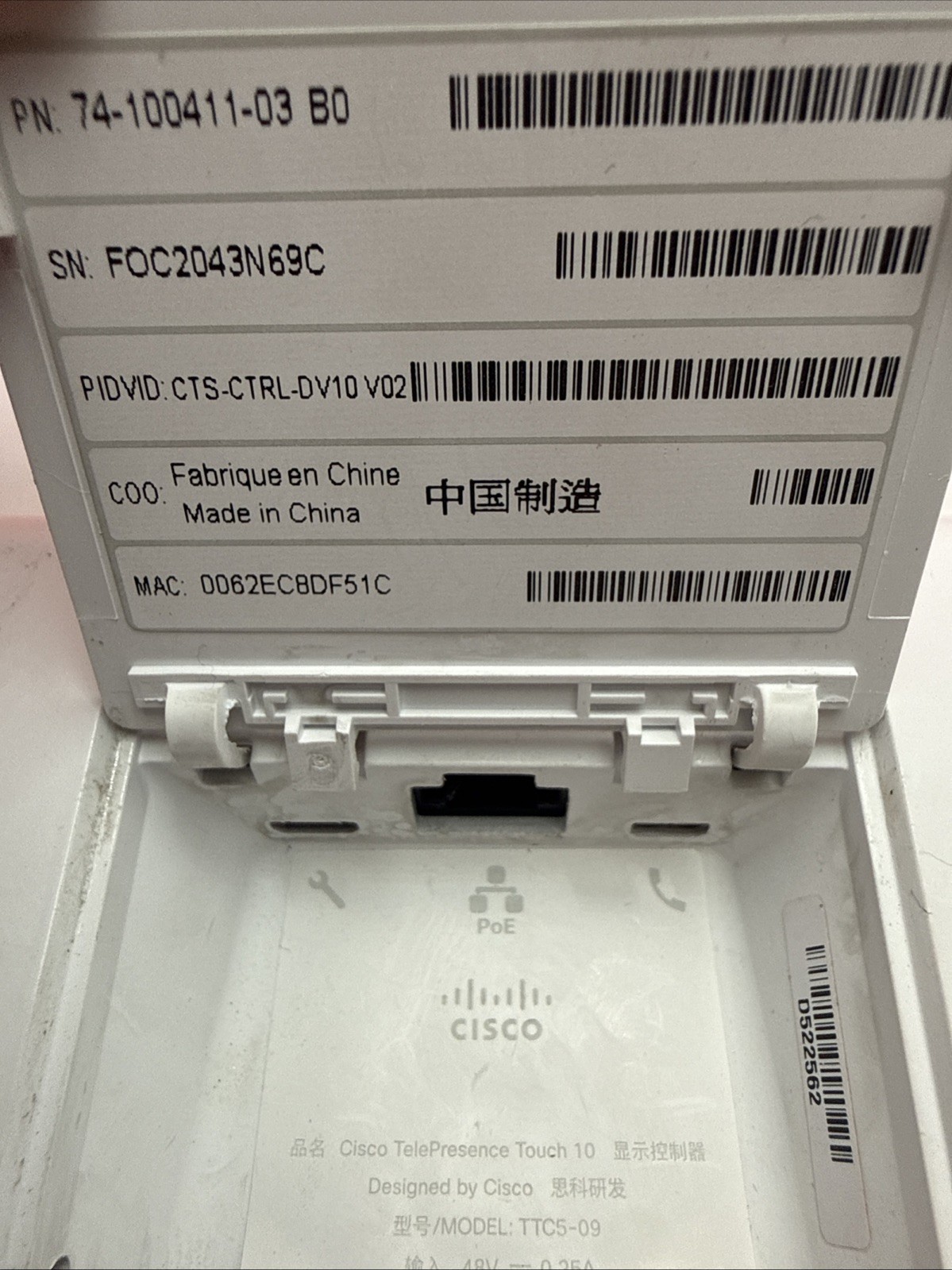 CISCO TELEPRESENCE TOUCH 10 CONTROL PANEL TTC5-09