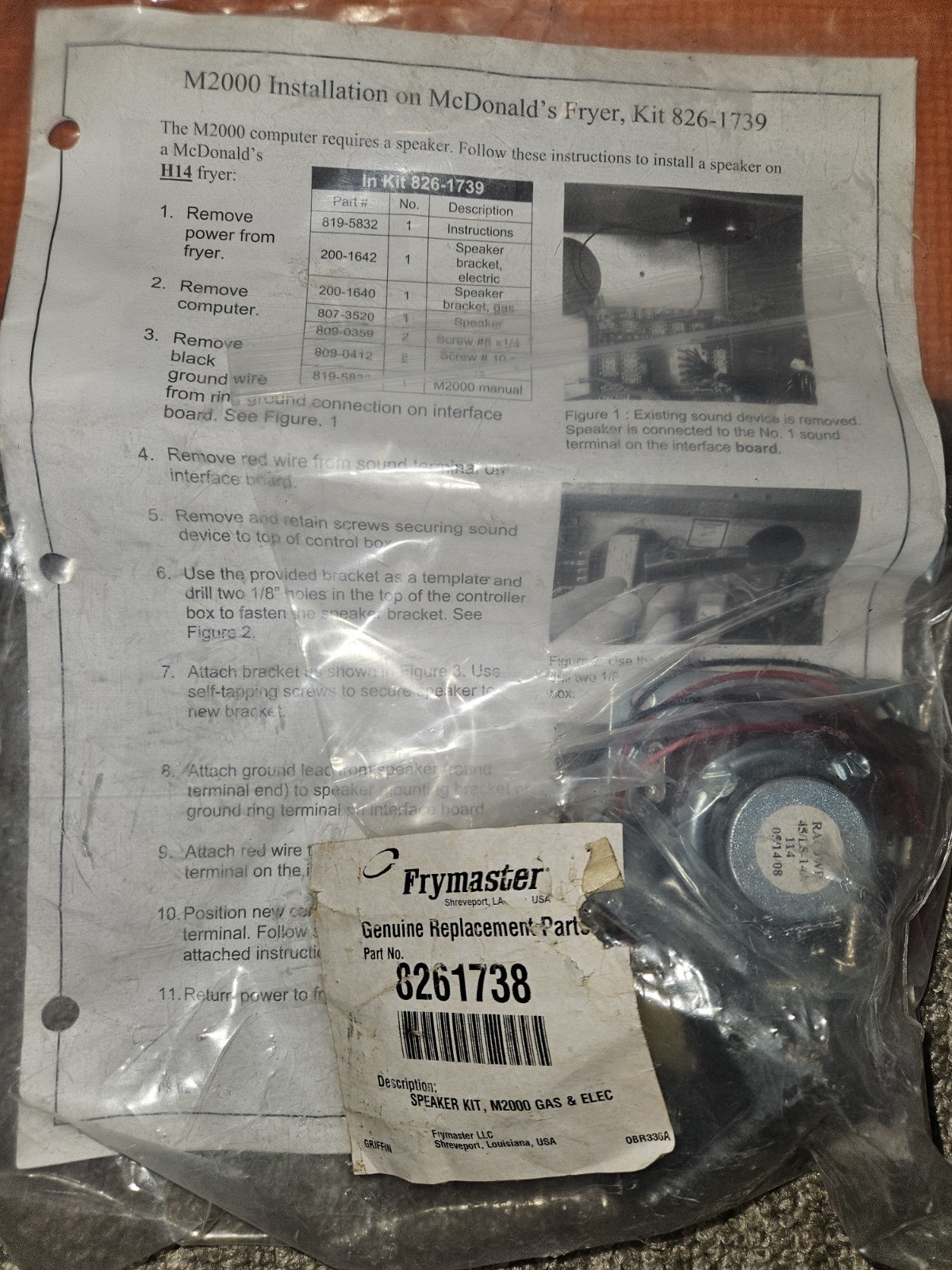 Frymaster 8261738 Speaker Kit M2000 Gas & Electric