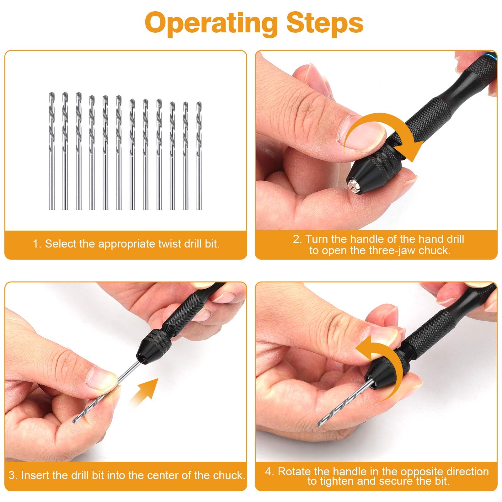 95Pcs Mini Micro Hand Twist Drill Bits Set Rotary Precision Pin Vise Tools Kit