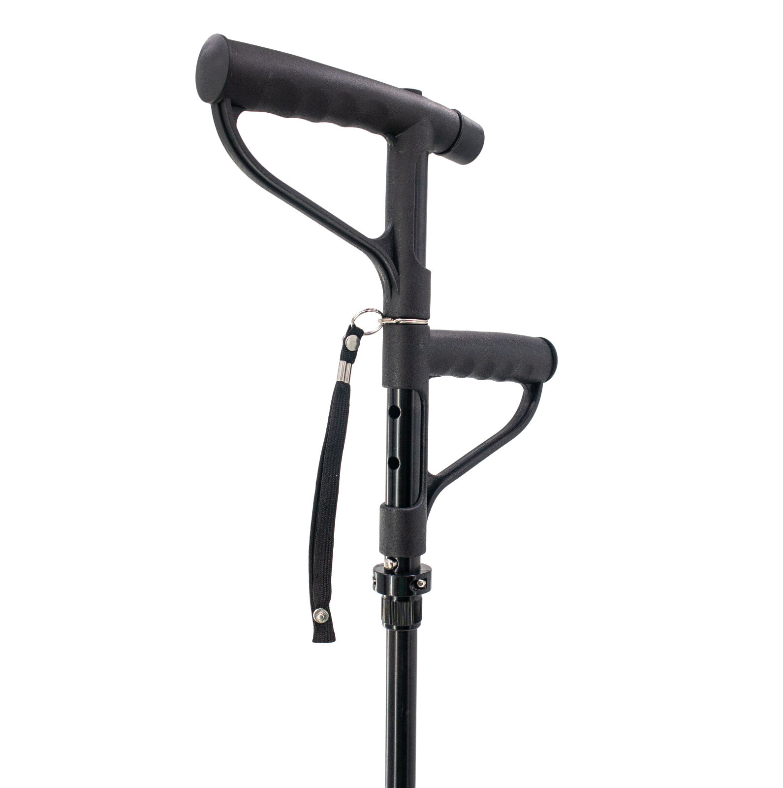 Walking Cane w LED Light 2nd Rotating Support Handle Folding Self Standing Base