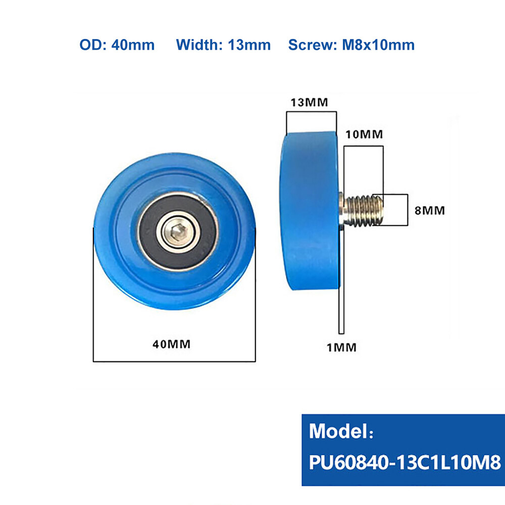 M8 Male Threaded Screw Bearing Guide Wheel Flat Roller PU Polyurethane Pulley