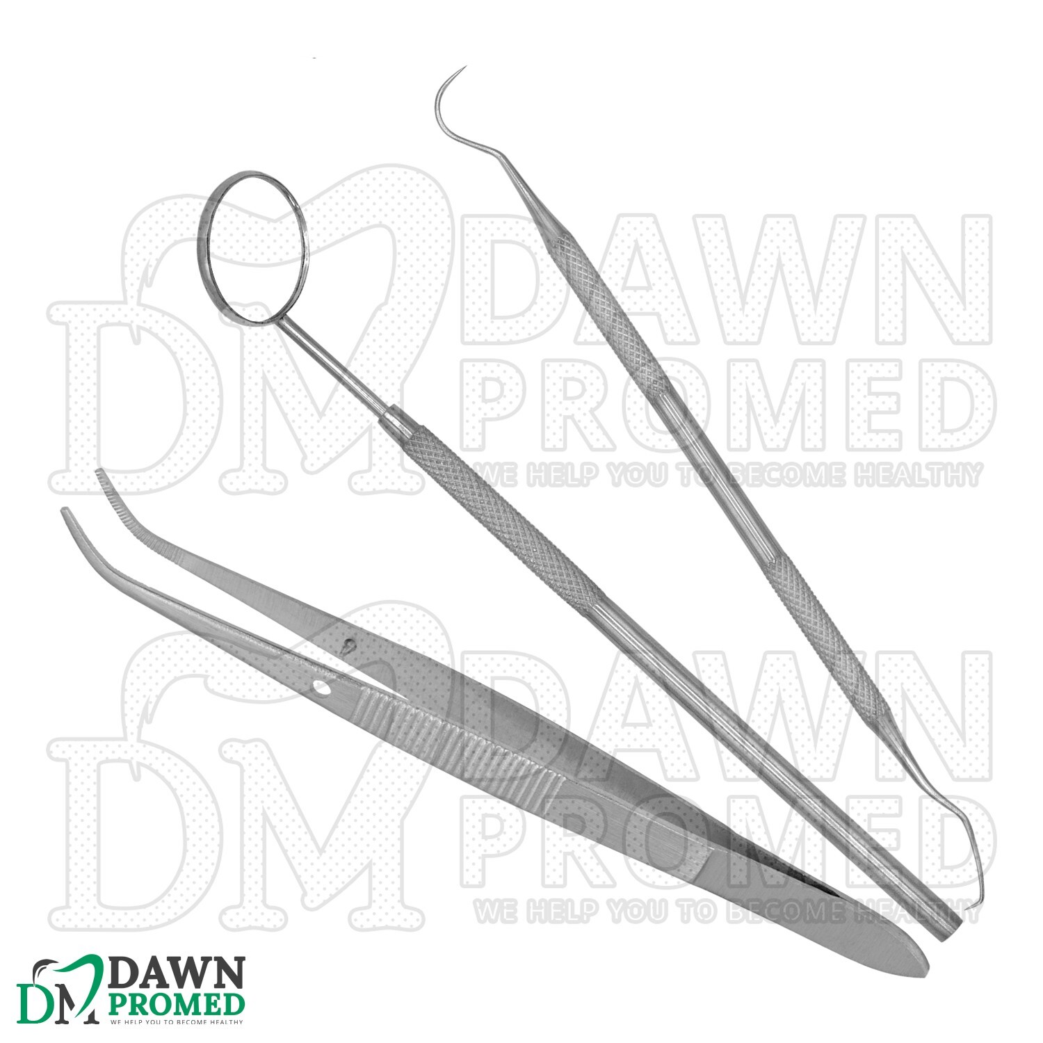 15 Pcs Basic Dental Instruments Set Mirror Explorer #5 Cotton Plier German Grade