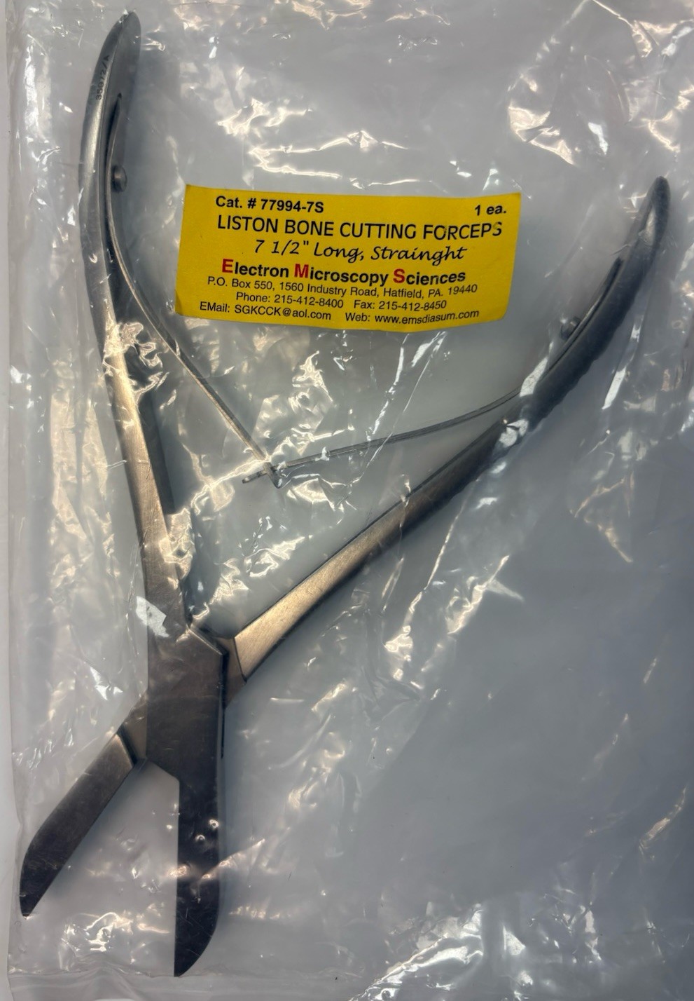 Shears; Snips; Liston Bone Cutting Forceps 7.5" L; Steel; Straight; E.M.S.; OBO