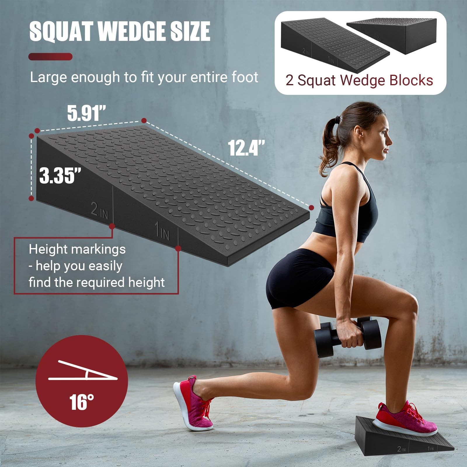 Squat Wedge Block, 2 Pcs Non-Slip Heel Elevated Squat Wedge for Weightlifting...