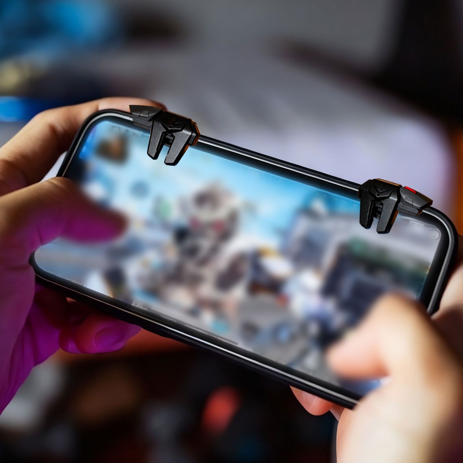 1 Pair Mobile Game Controller Triggers, 6 in 1 Black