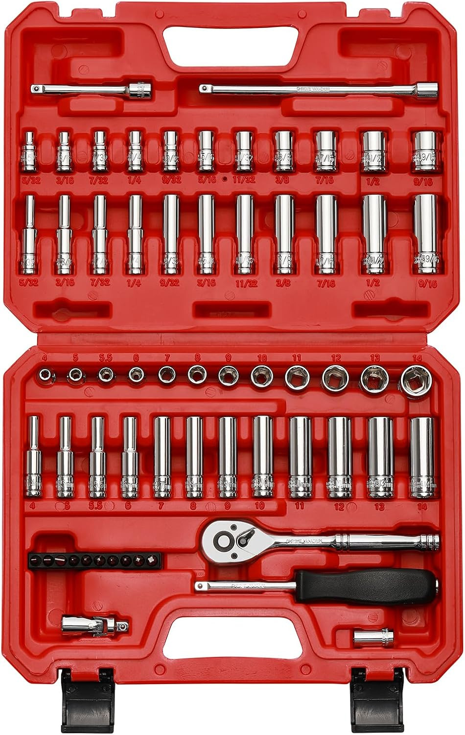 1/4-Inch Drive Master Socket Set with Ratchets, Adapters, Extensions with 1/4’‘