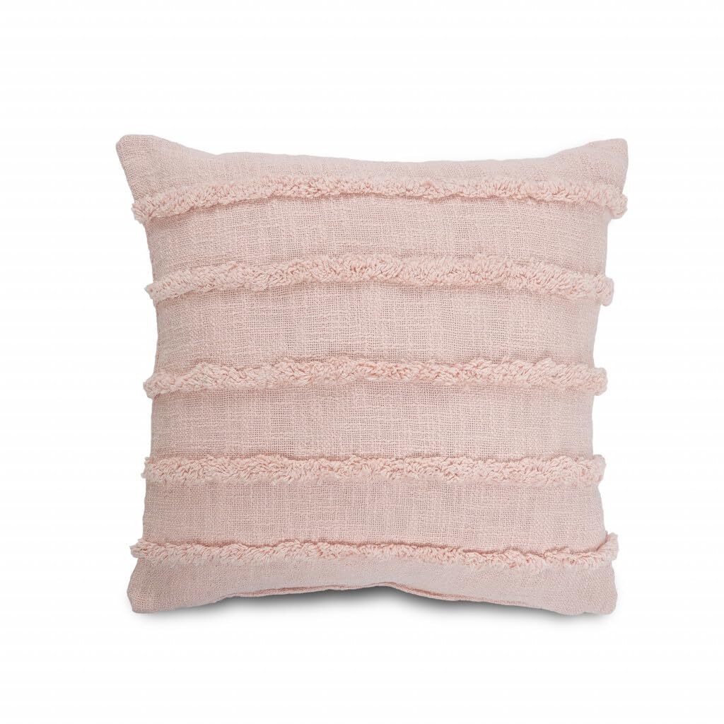 20 X 20 Pearl Blush And Peach 100% Cotton Zippered Pillow