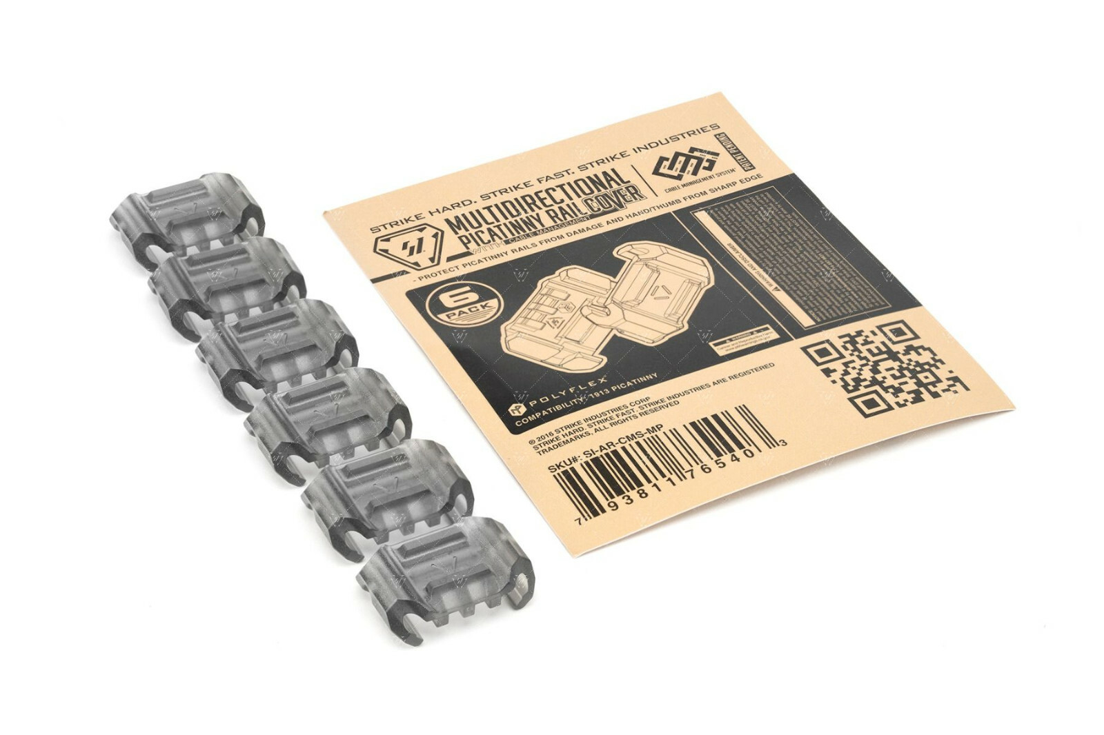 Strike Industries - Multidirectional Picatinny Rail Cover Cable Management - 6pk