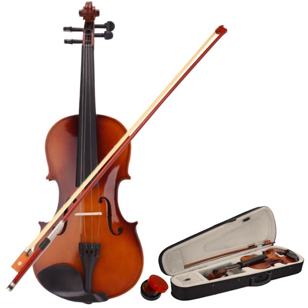 New 4/4 Full Size Acoustic Violin with Case Bow Rosin Basswood Dark Gift Natural