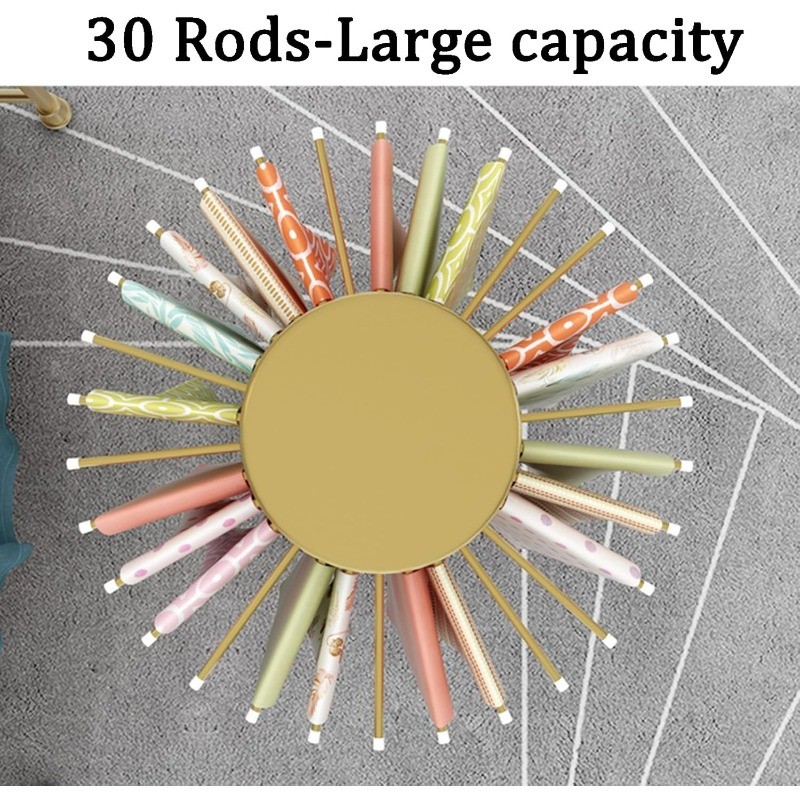 Scarf Display Stand with 30 Rods, Pivoting Round Rack, Height Adjustable