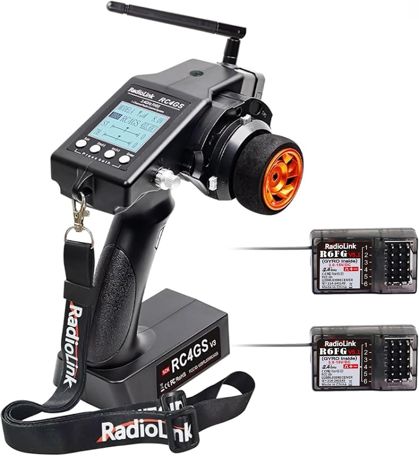 Radiolink RC4GS V3(V2 Upgrade) 5 Channel RC Radio Transmitter and 2Pcs R6FG Rece