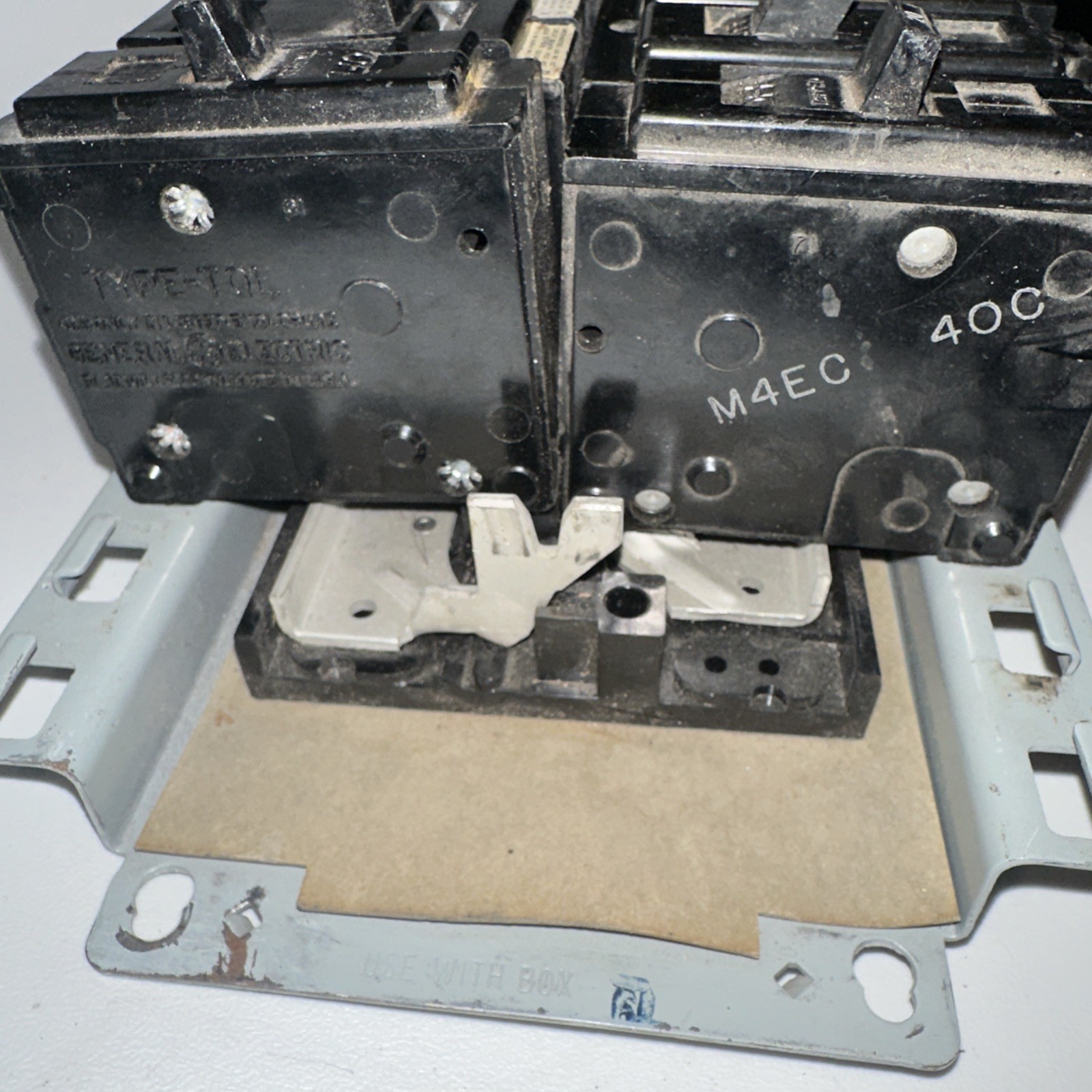 Electrical Load Center, service panel interior containing GE circuit breakers