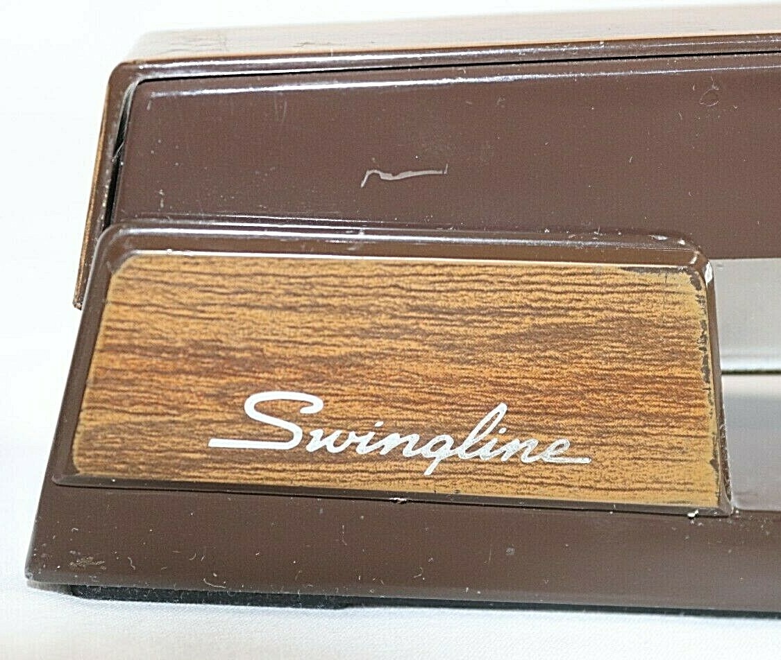 Vintage Heavy Duty 7 1/8" Swingline 767 Brown Enamel Woodgrain Stapler USA