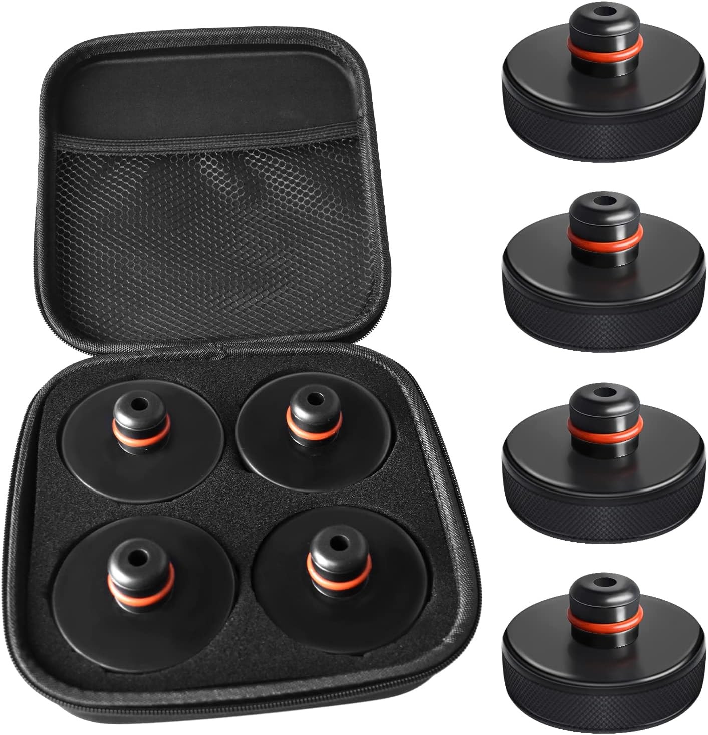 Chirano Lifting Jack Pad for Tesla Model 3/S/X/Y, 4 Pucks with 1 in, Black