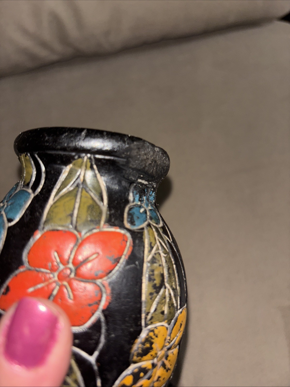Vintage Asian Tokanabe Ware Wall Pocket Planter