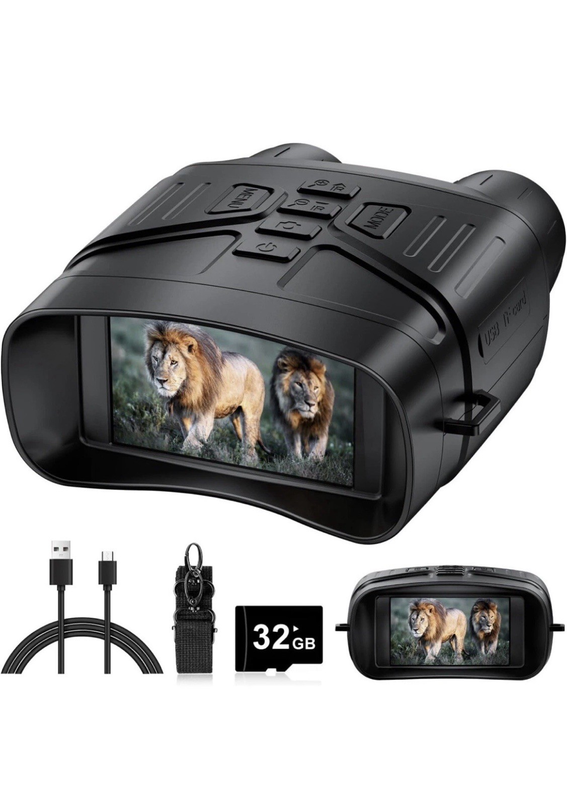 Night Vision Goggles, 4K Night Vision Binoculars 3" HD Screen & 32GB Card Sealed