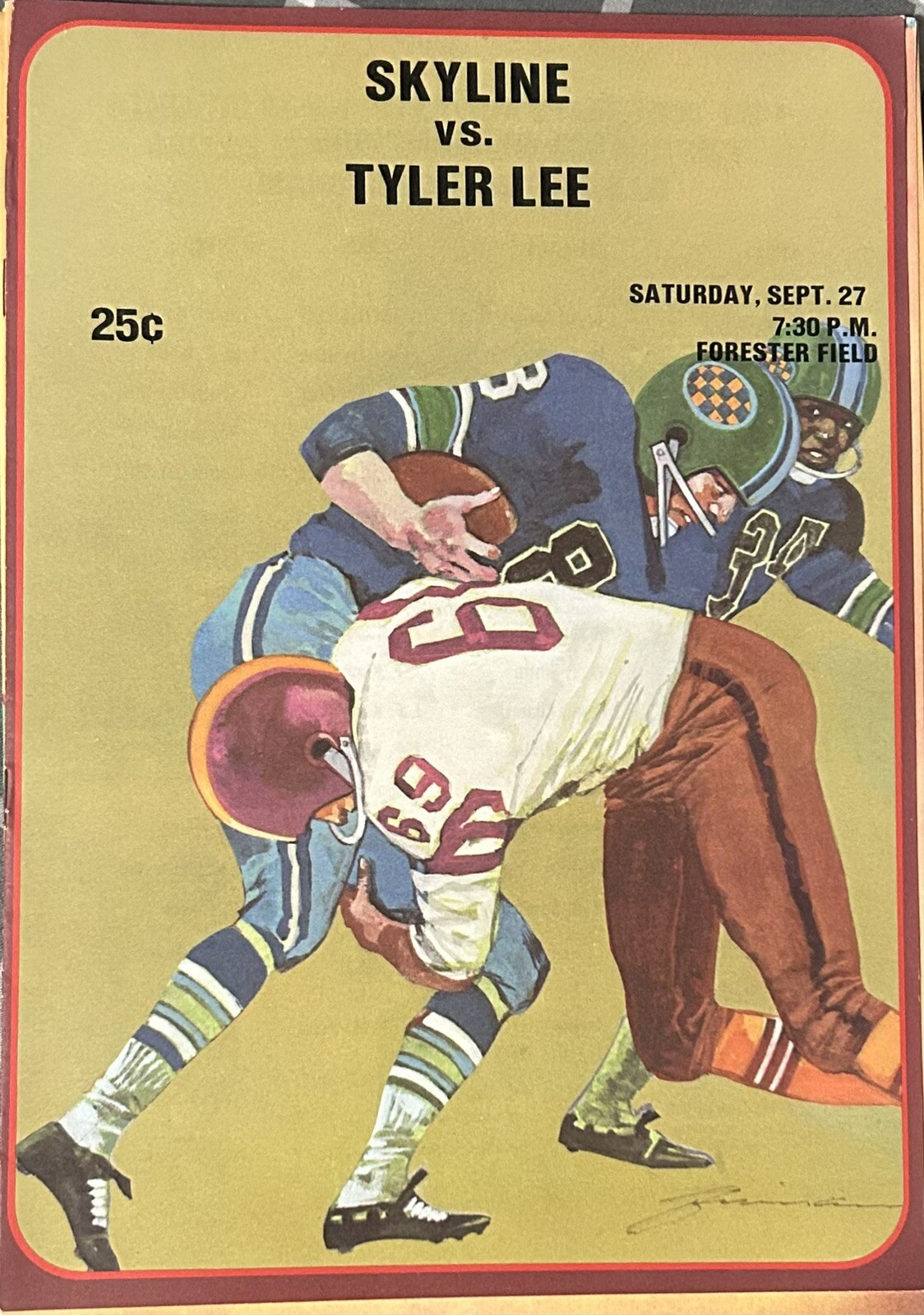1980-81 Skyline Raiders vs Tyler Lee Red Raiders Football Program
