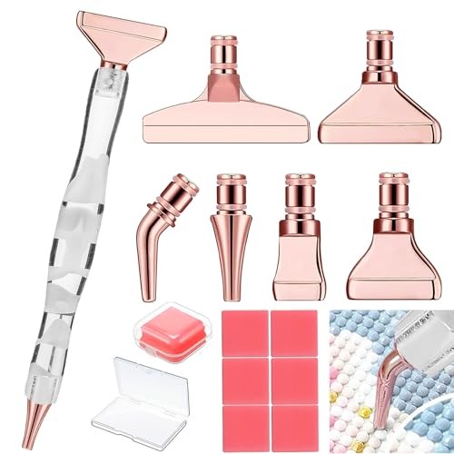 Ergonomic Diamond Painting Art Pens, Diamond 14PCS-White Pen+Rose Gold