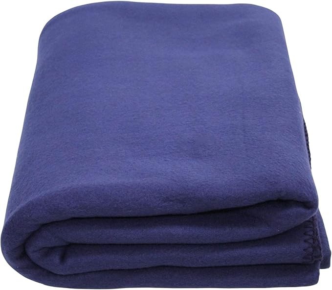 Kemp USA Fleece Blanket, Lightweight Polyester, Navy Blue, Machine Washable