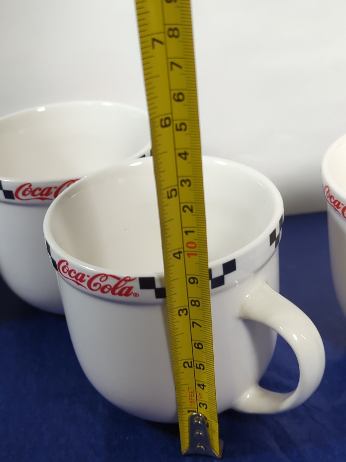 COCA-COLA Coke 4 COFFEE CUPS Black White Red Excellent Condition!!