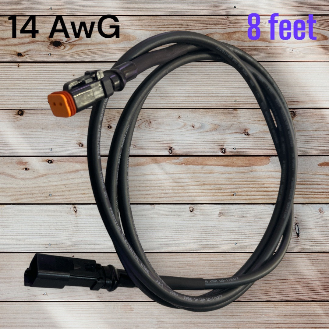 2 Pin DT Deutsch Extension  8 ft of 14AWG oxygen free cable (DT06-2S DT04-2P)