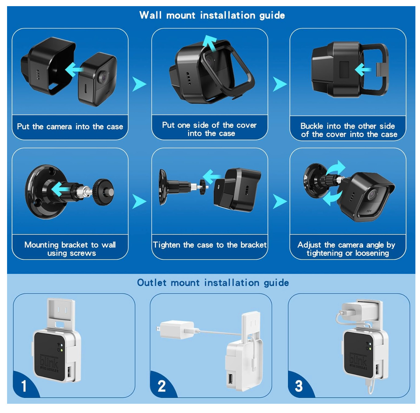 3 Pack All New Blink Outdoor & Indoor Wireless Home Security Camera System Mount