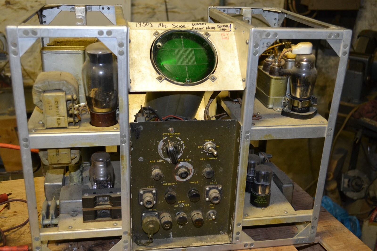 old MILITARY OSCILLOSCOPE WESTERN ELECTRIC transformers + CAPACITORS no case NR