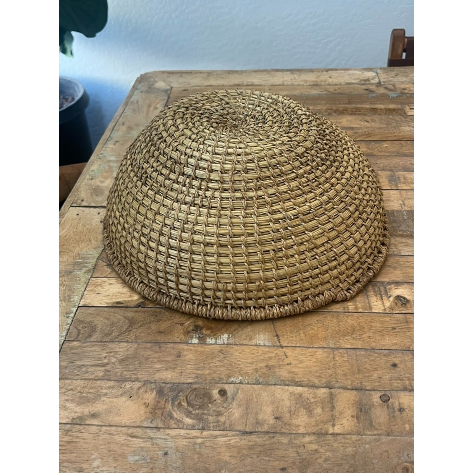 Handwoven Large Rattan Wicker Basket 15" Brown Tan