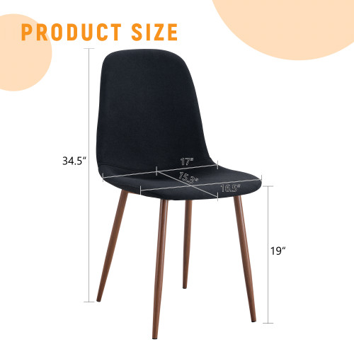 Luxury Simple Chair - Set Of 4 BLACK Linen-Cotton Material High Resilience Chair