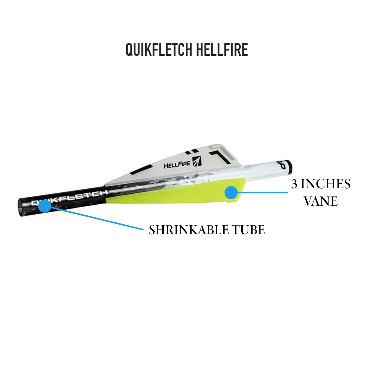 NAP Quickfletch Hellfire STD 3" Arrow Fletching, 6-pack, White/Yellow
