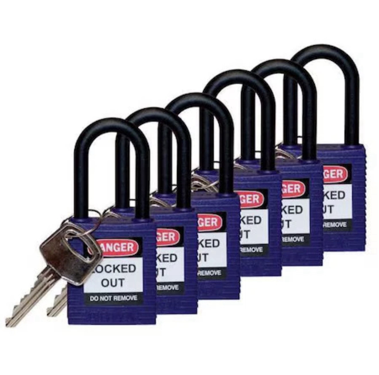 Brady 123349 Lockout Padlock, Keyed Alike, Nylon, Purple, 1 1/2 In Shackle